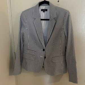 Nine West Gingham Stripe Blazer with Notch Lapel